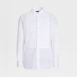 White Dress Shirt with Tailored Fit and Long Sleeves